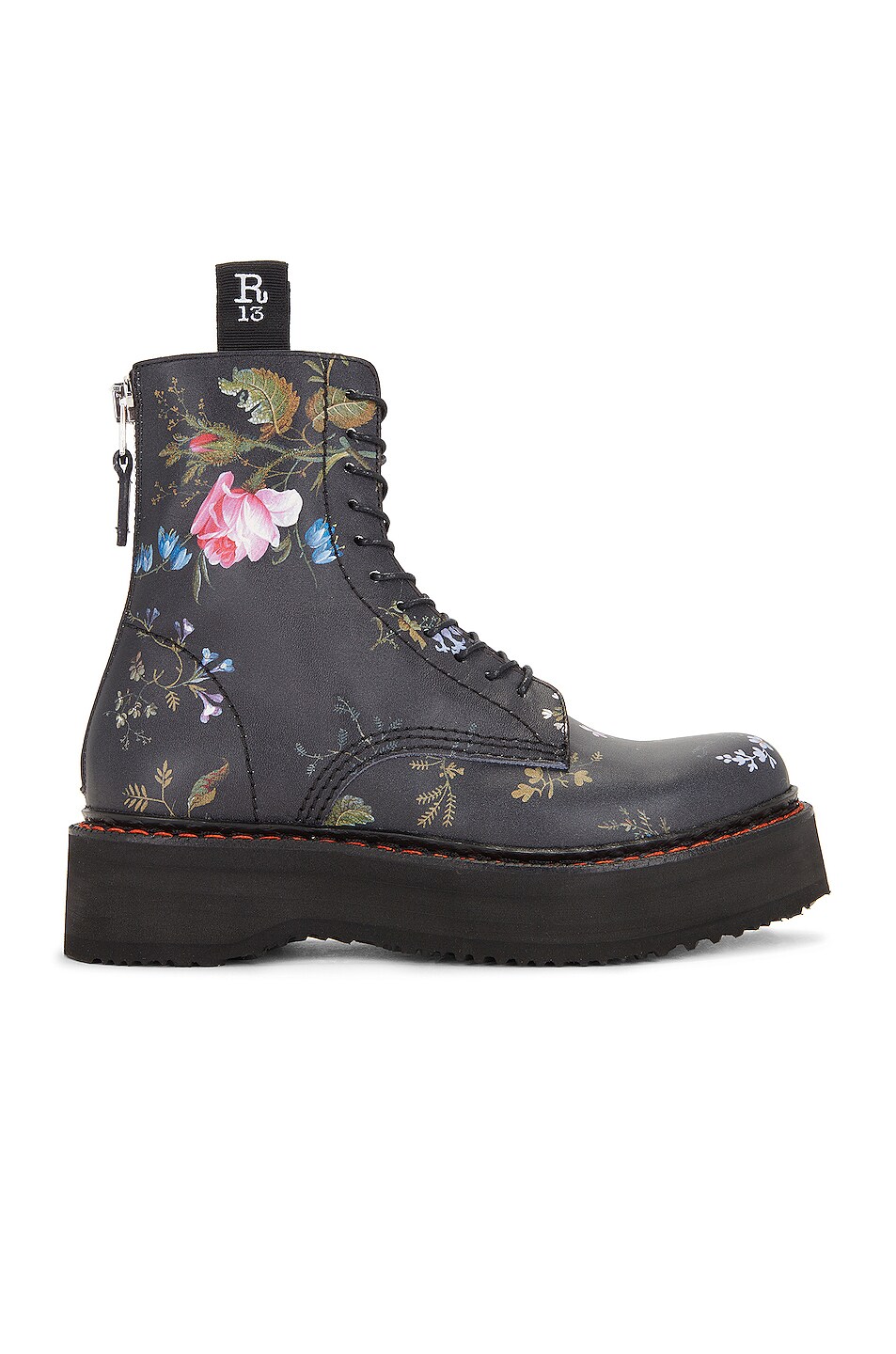 Image 1 of R13 Stack Boot in Black & Floral