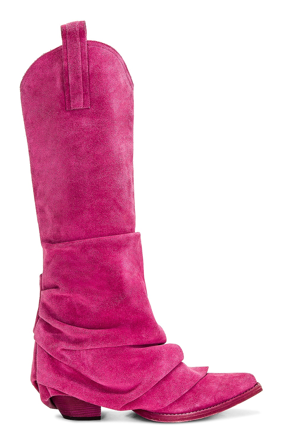 Image 1 of R13 Mid Cowboy Boots w/ Sleeves in BRIGHT PINK SUEDE