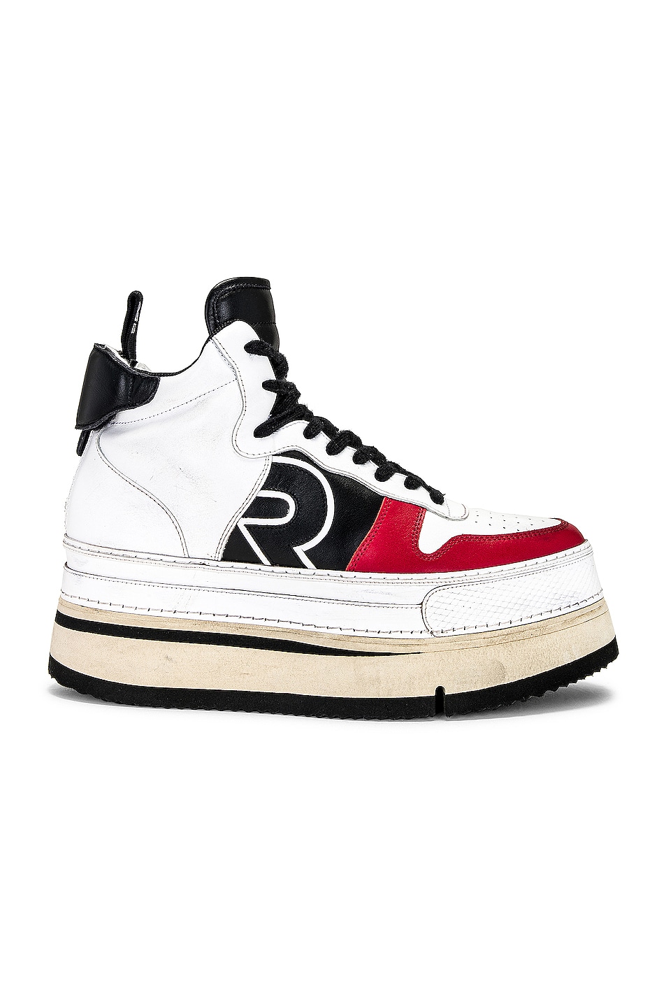 Image 1 of R13 The Riot Sneaker in WHITE/RED/BLACK LEATHER