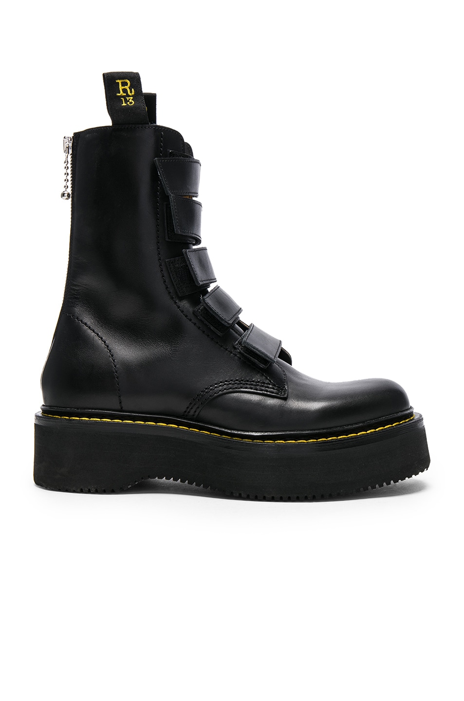R13 Velcro Stack Boots in Black | FWRD