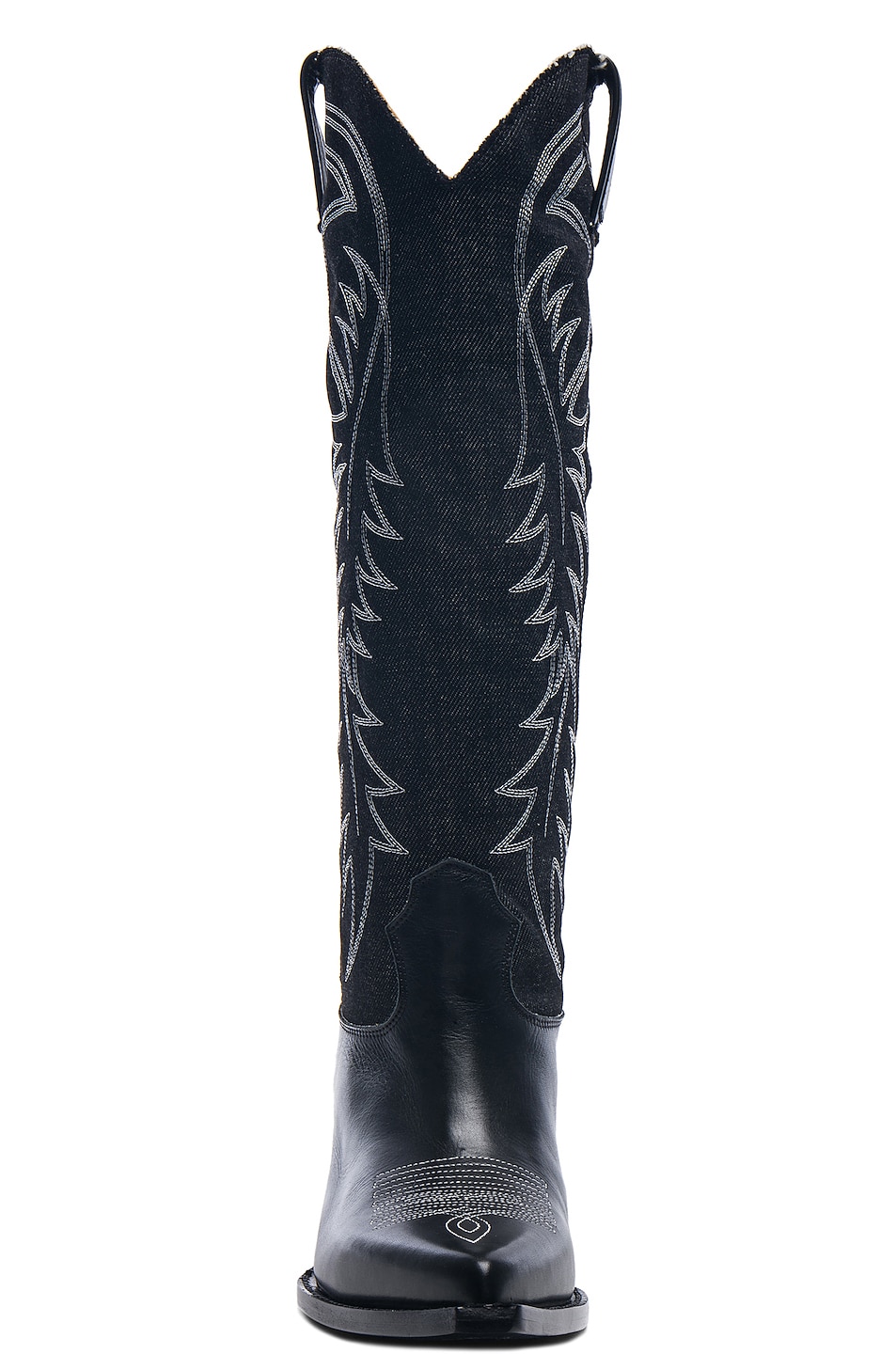 R13 Denim Cowboy Mid Straight Cowboy Boots in Black | FWRD