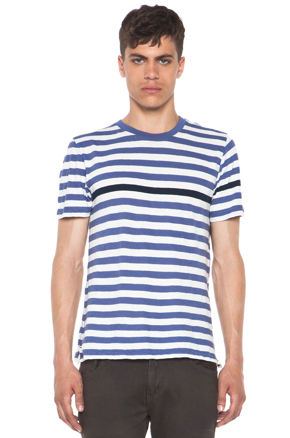 Image 1 of Rag & Bone Perfect Striped Tee in Navy