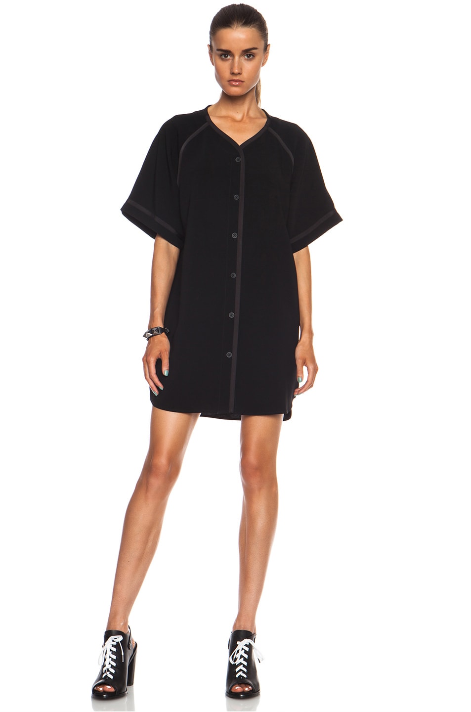 Image 1 of Rag & Bone Varsity Triacetate-Blend Dress in Black