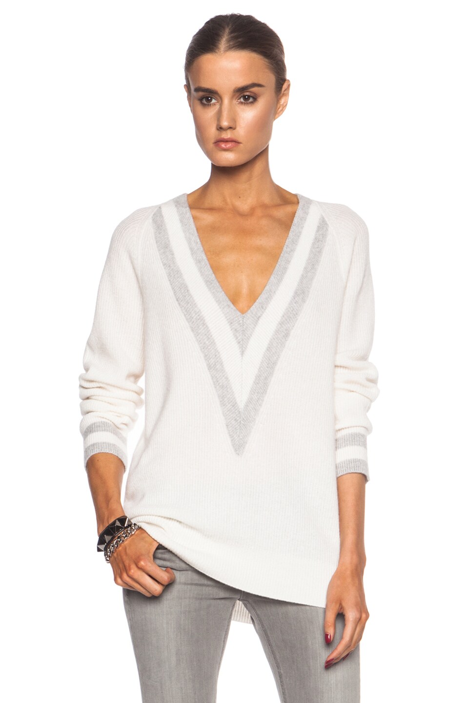 Image 1 of Rag & Bone Cashmere Talia Cashmere Sweater in Alpine White
