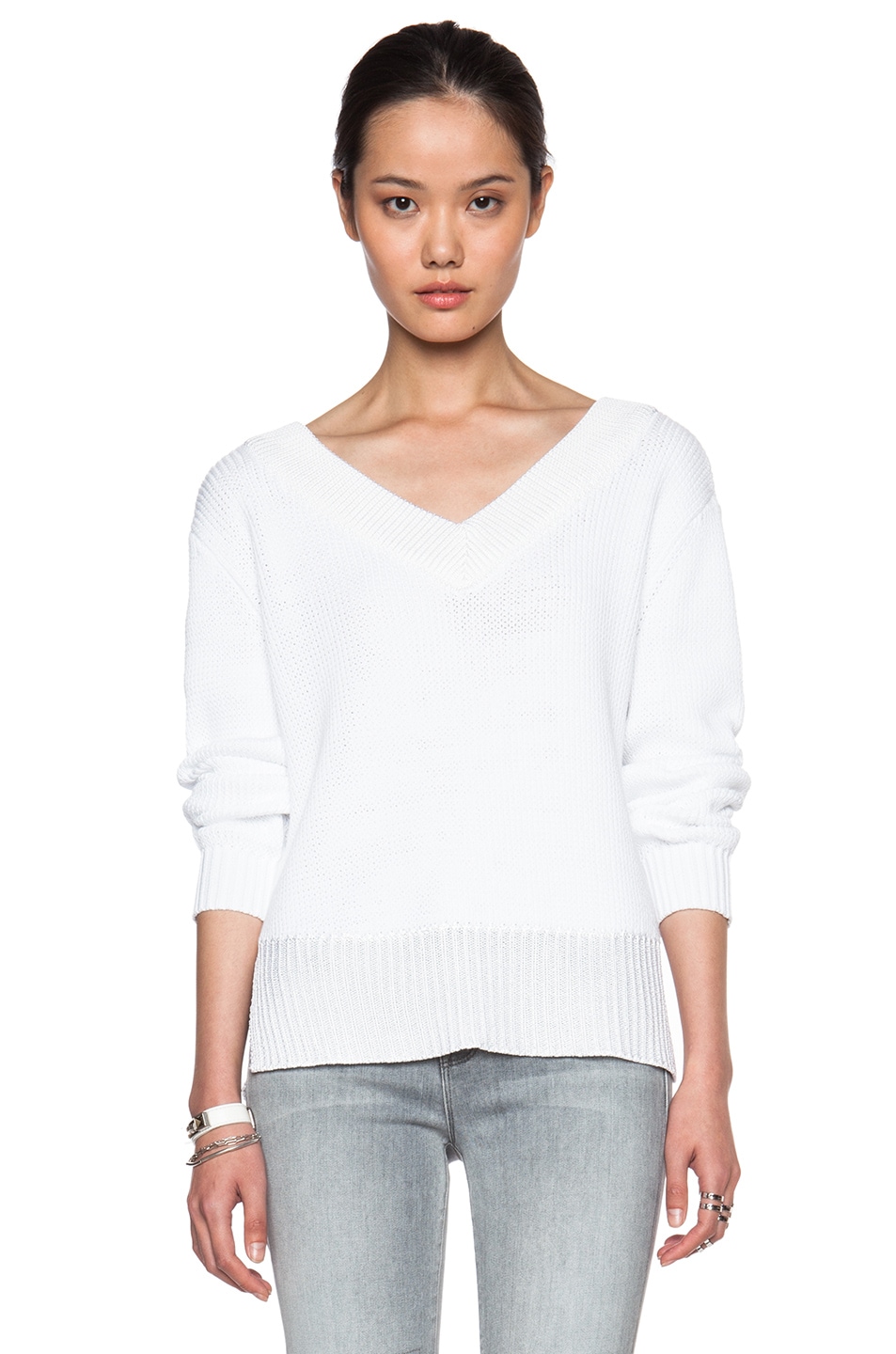 Image 1 of Rag & Bone Katia V-Neck Sweater in White