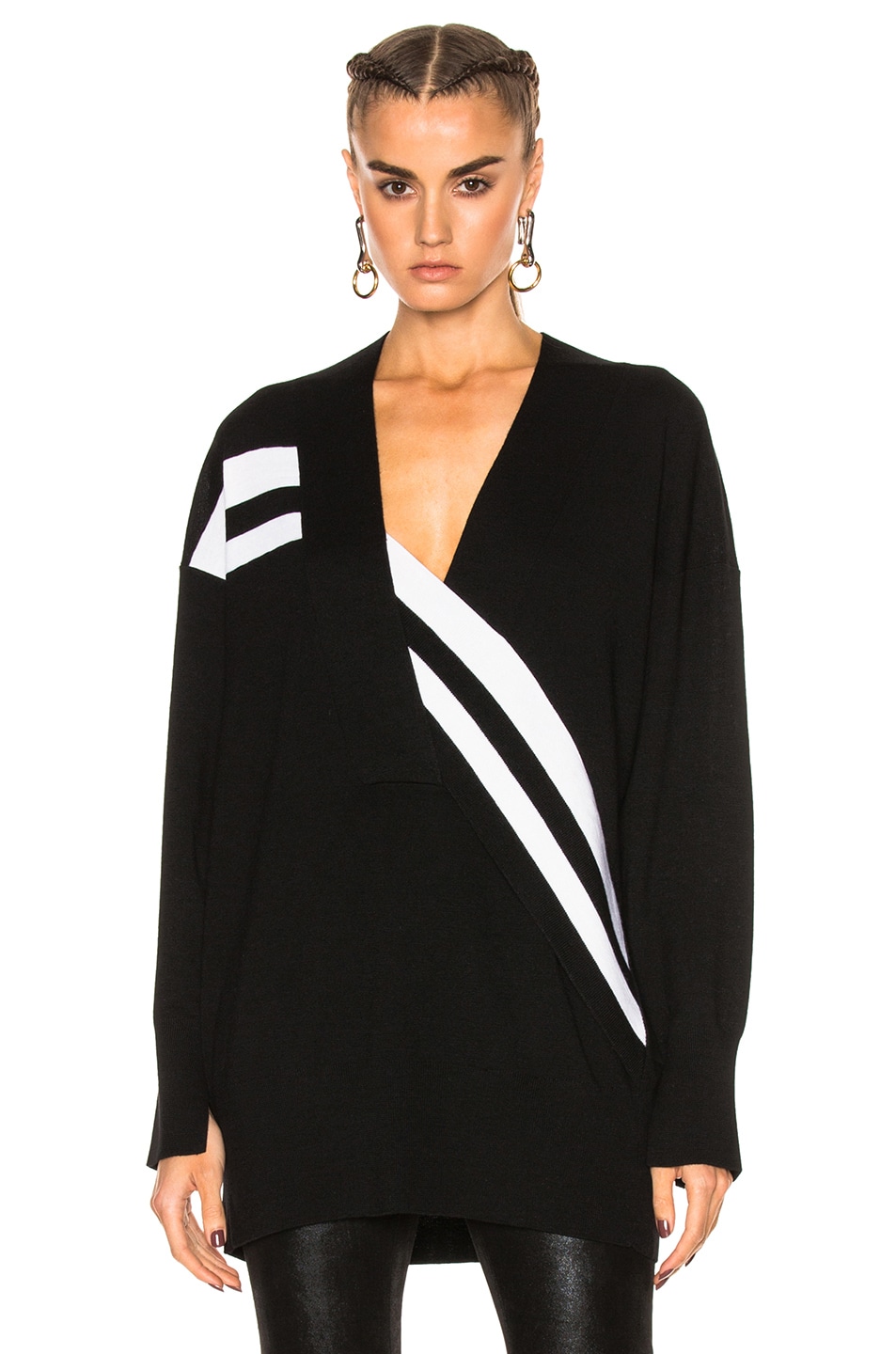 Image 1 of Rag & Bone Grace V-Neck Sweater in Black & White