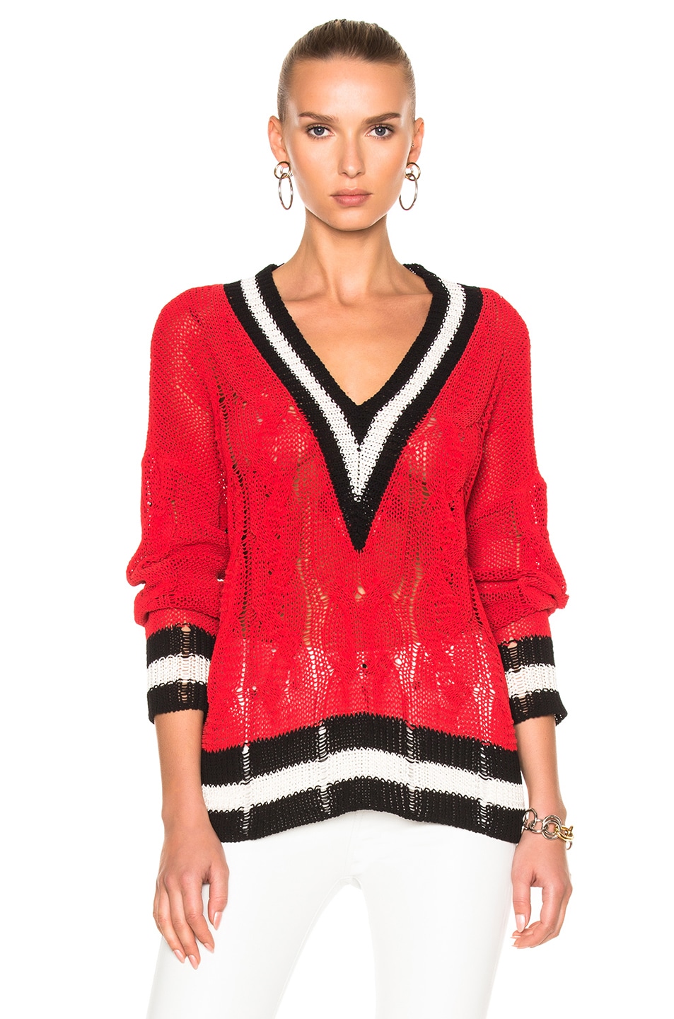 Image 1 of Rag & Bone Emma V-Neck Sweater in Red
