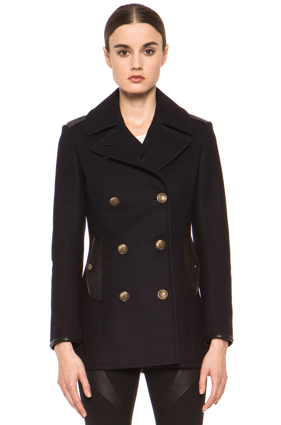 Rag & Bone Battle Wool-Blend Peacoat in Dark Navy | FWRD