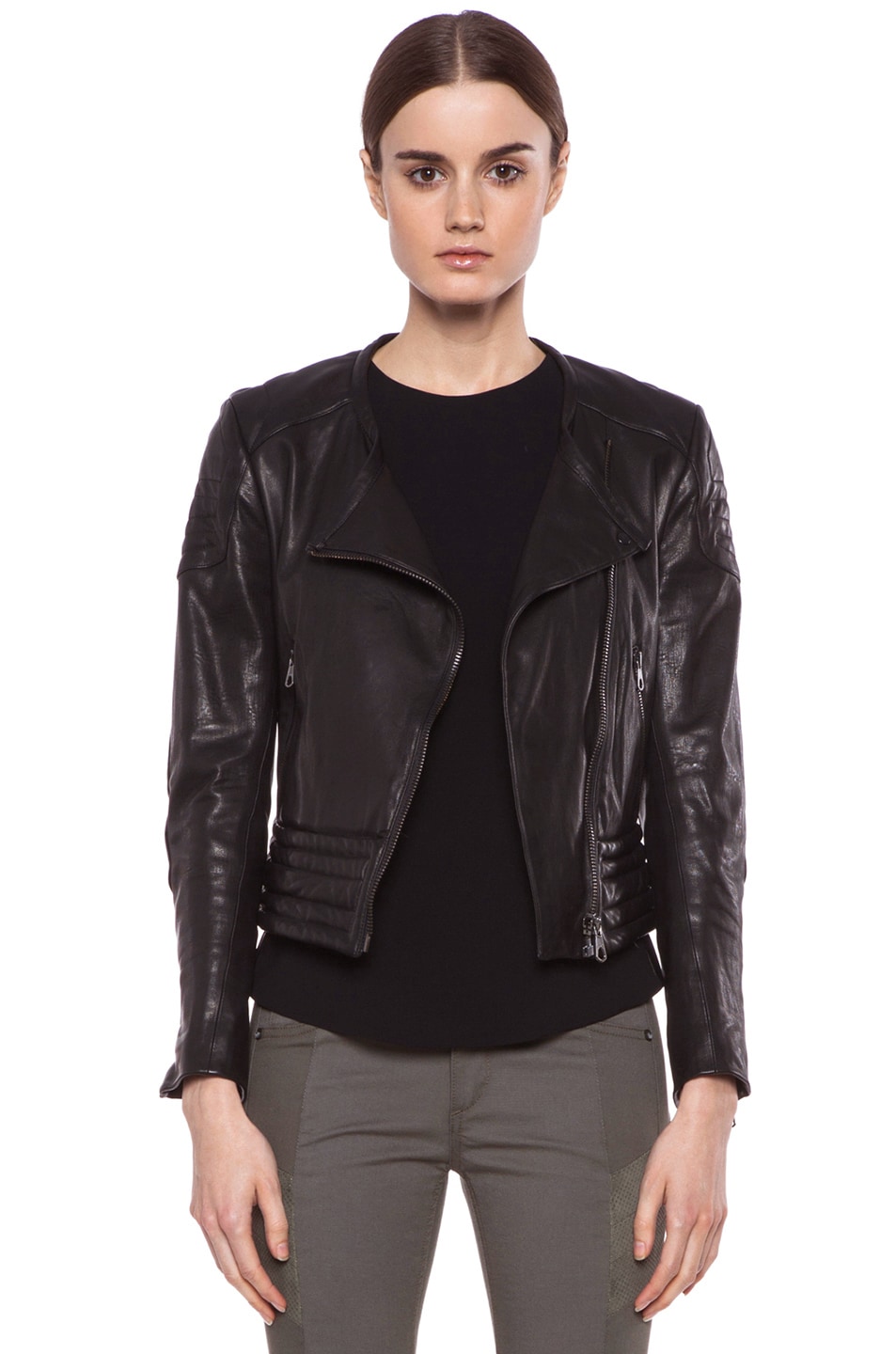 Image 1 of Rag & Bone Clare Lambskin Leather Jacket in Black