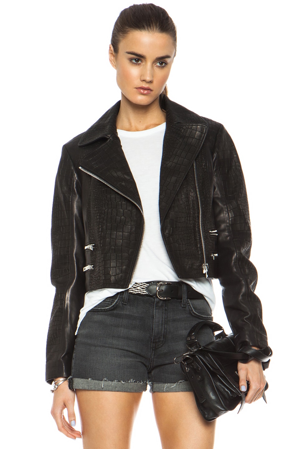 Image 1 of Rag & Bone Vespa Lambskin Leather Jacket in Black