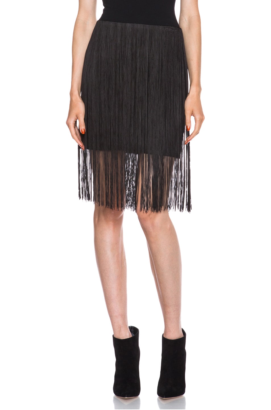 Image 1 of Rag & Bone Corina Triacetate-Blend Fringe Skirt in Black