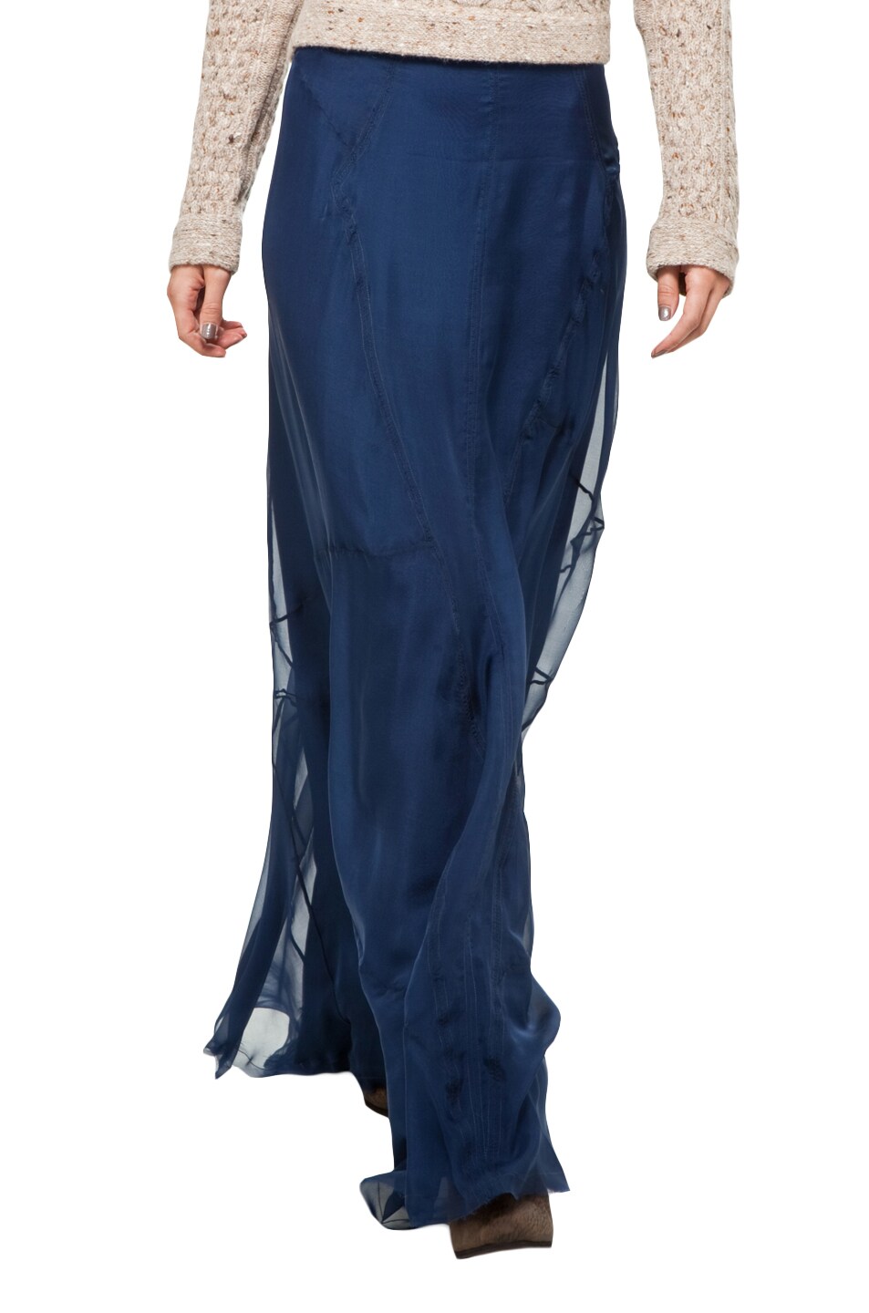 Image 1 of Rag & Bone Feather Maxi Skirt in Navy