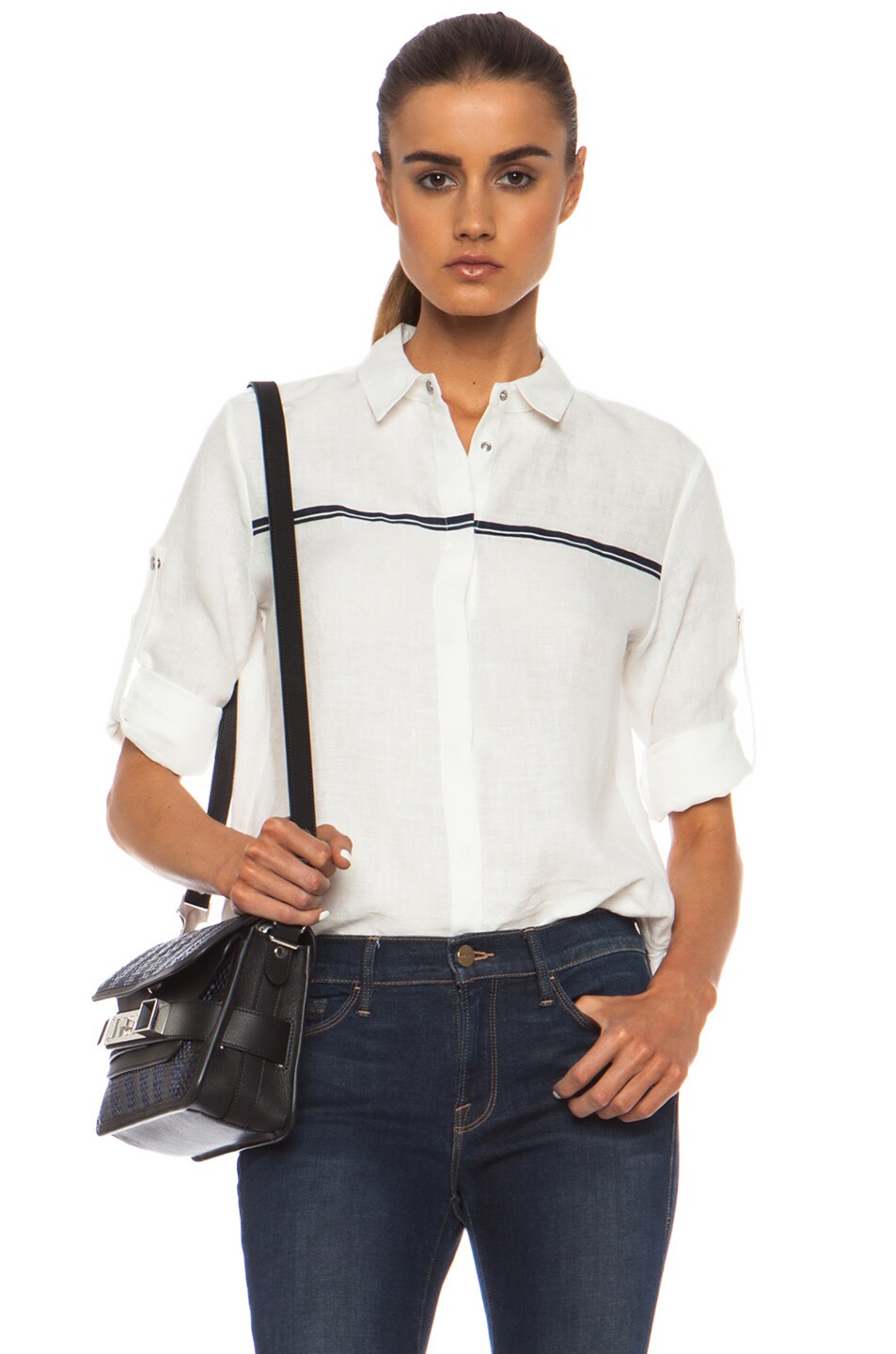 Image 1 of Rag & Bone Swan Linen Shirt in White