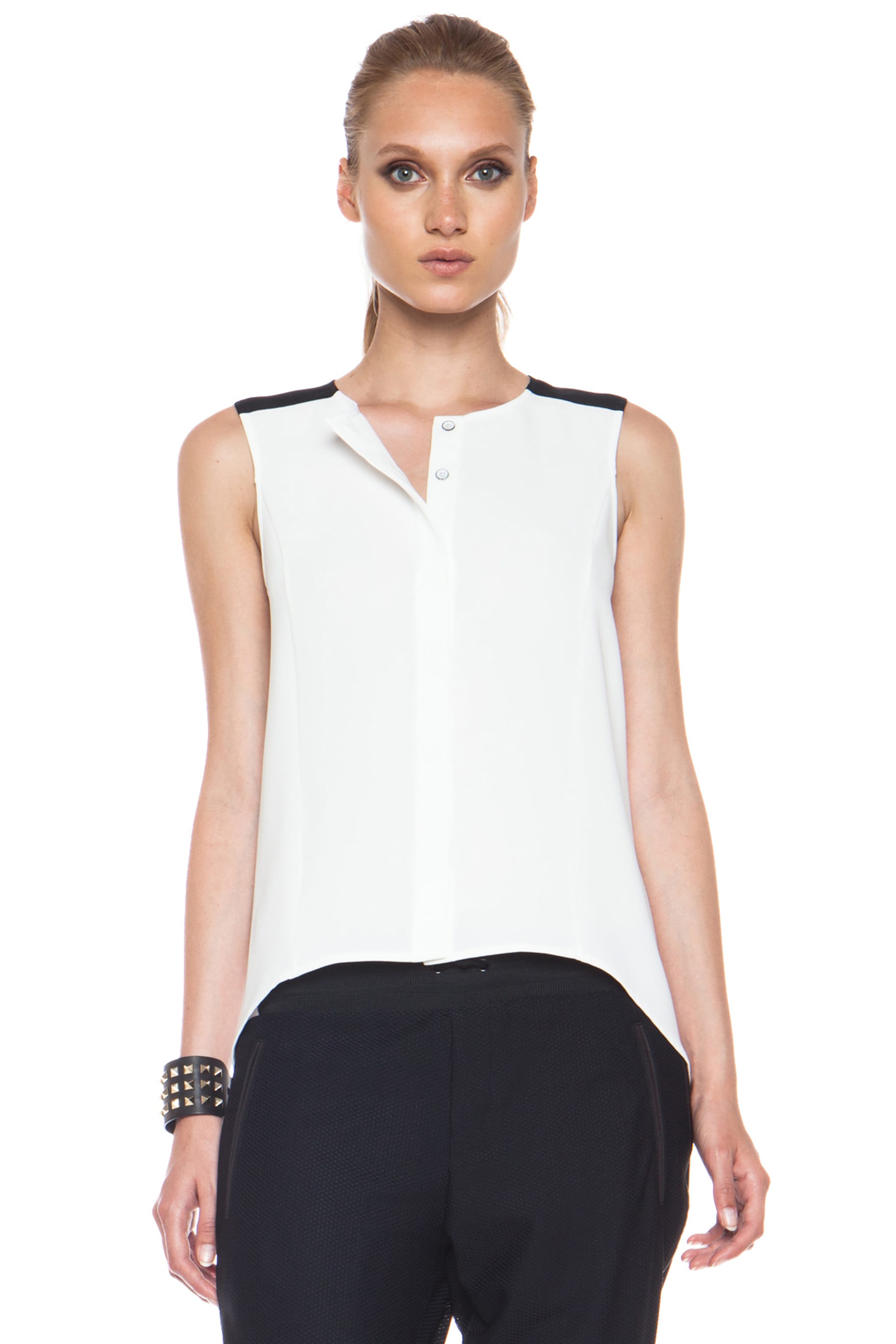 Image 1 of Rag & Bone Sleeveless Tail Triacetate-Blend Shirt in White