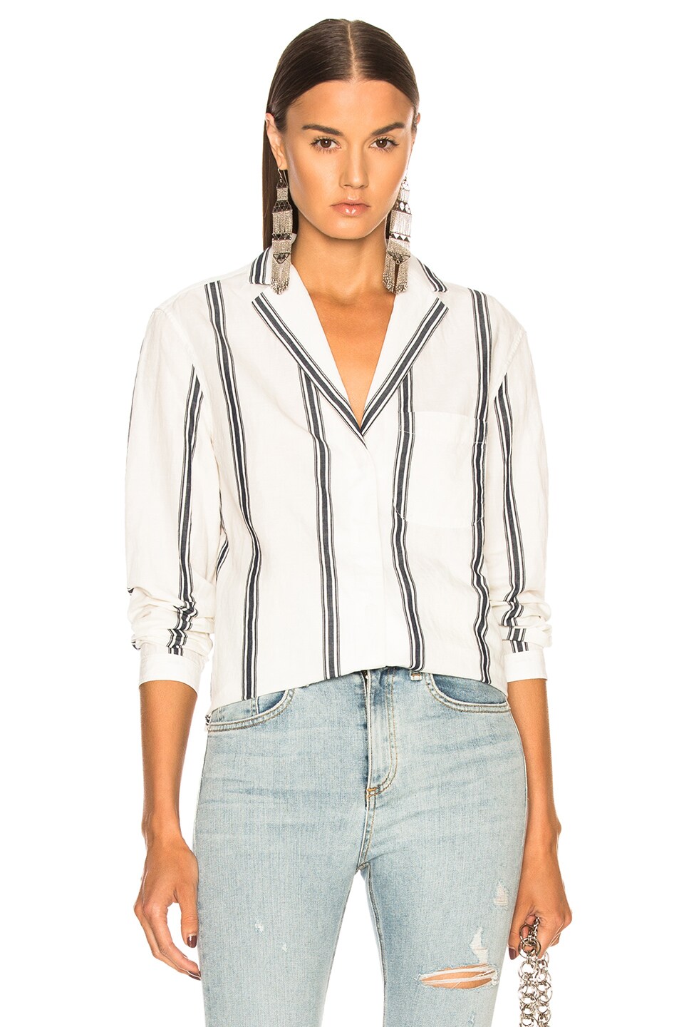 Image 1 of Rag & Bone Alyse Shirt in Ivory & Navy