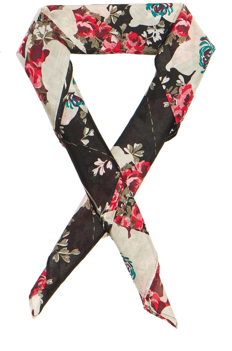 Image 1 of Rag & Bone Kimono Floral Bandana Neck Tie in Black
