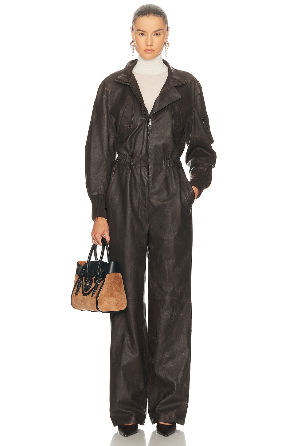 Image 1 of Ralph Lauren Collection Vaughn Jumpsuit in Dark Brown