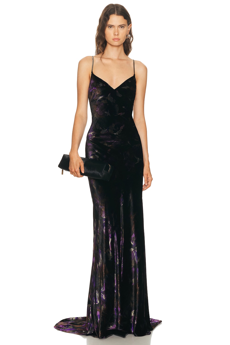 Image 1 of Ralph Lauren Collection Shayna Gown in Black & Aubergine Multi
