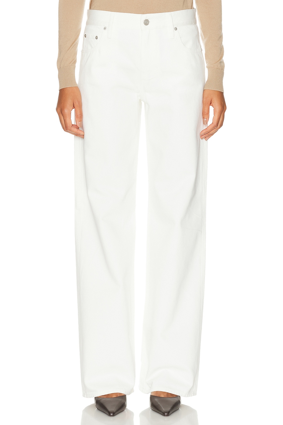 Image 1 of Ralph Lauren Collection Mercer Relaxed Wide-Leg Jean in Glacial White