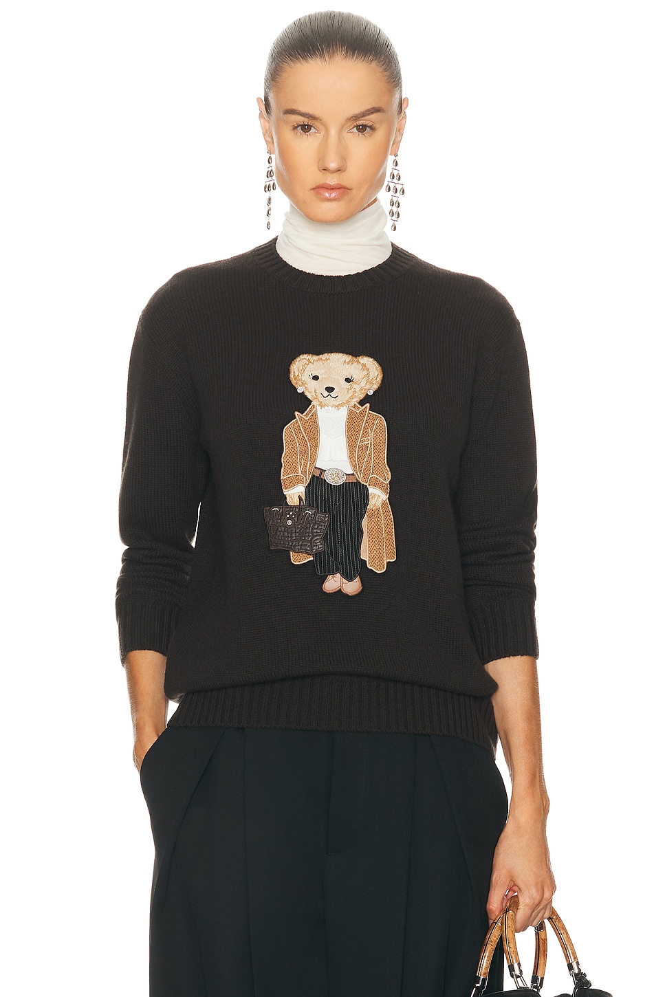 Image 1 of Ralph Lauren Collection Bear Sweater in Dark Brown