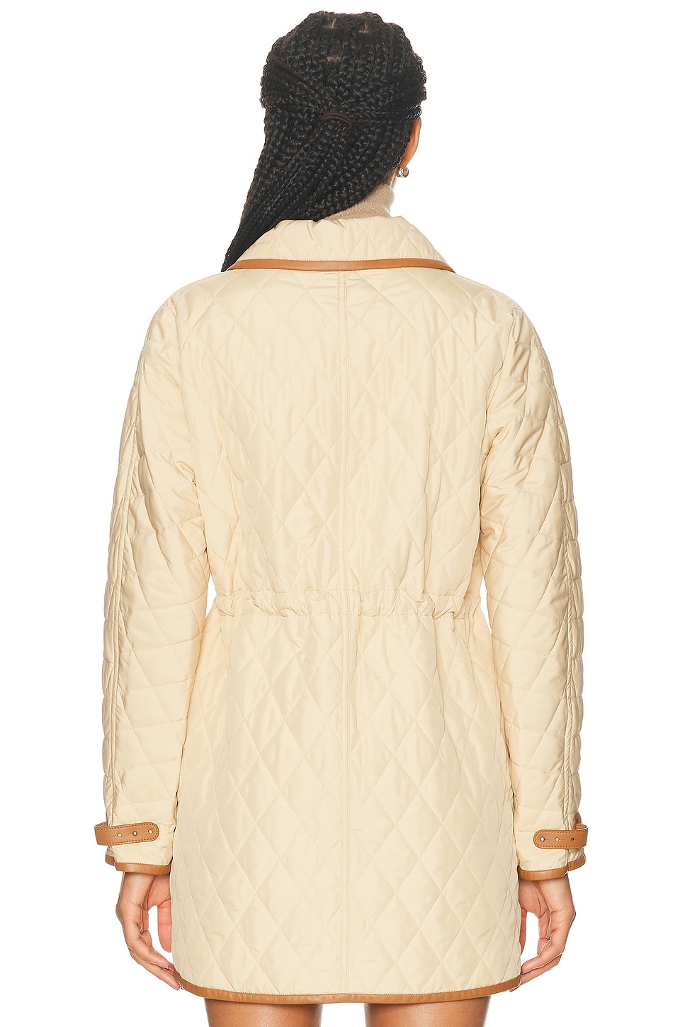 Ralph Lauren Collection Saundra Lambskin-Trim Quilted Coat thumbnail