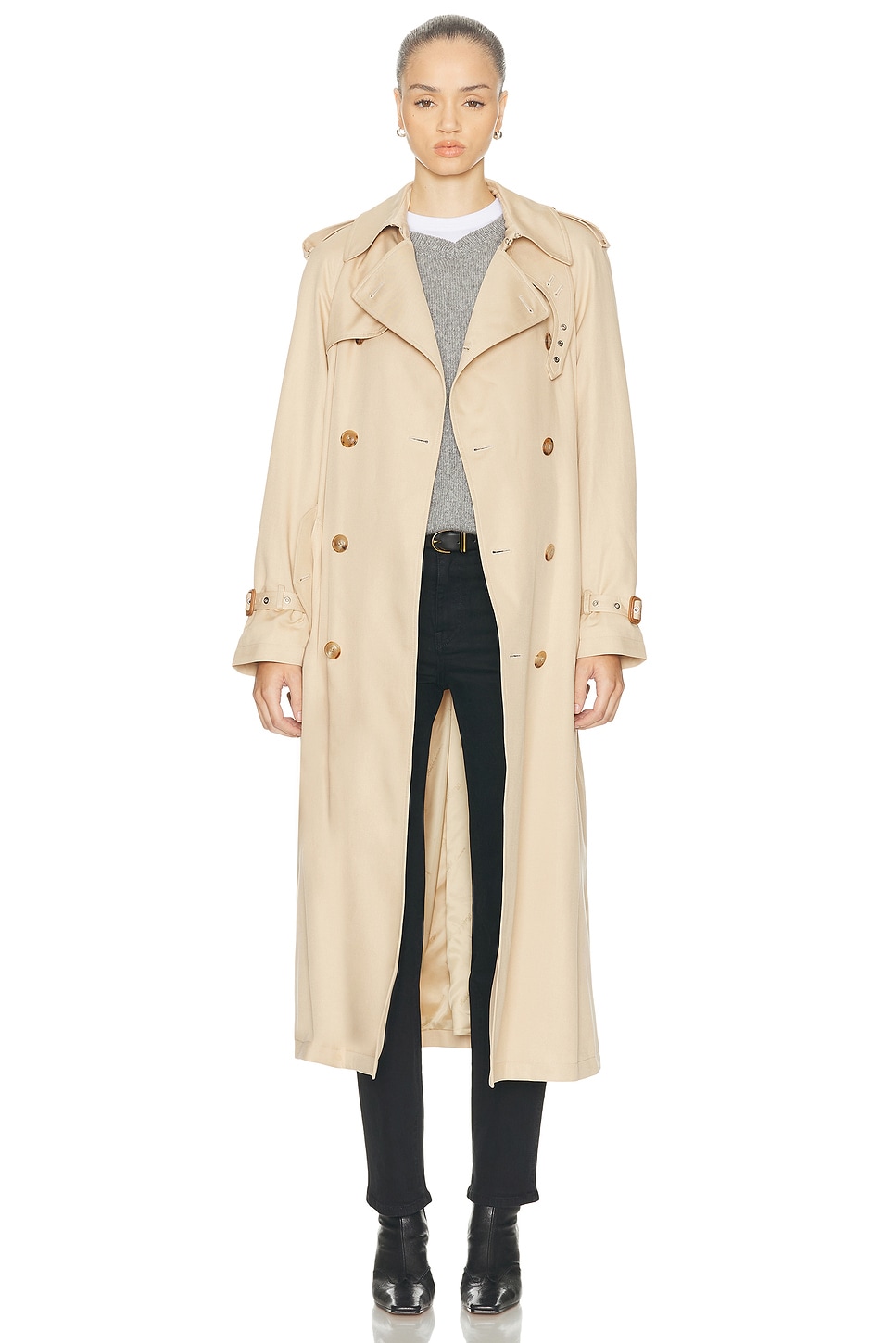 Ralph Lauren Alecia Silk-cotton Trench Coat In Neutral