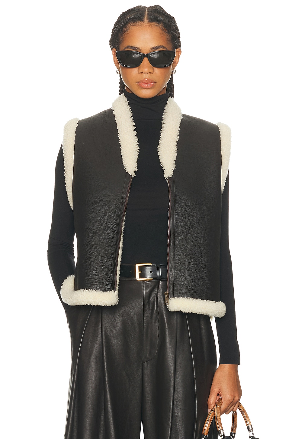 Image 1 of Ralph Lauren Collection Tamlin Vest in Dark Brown