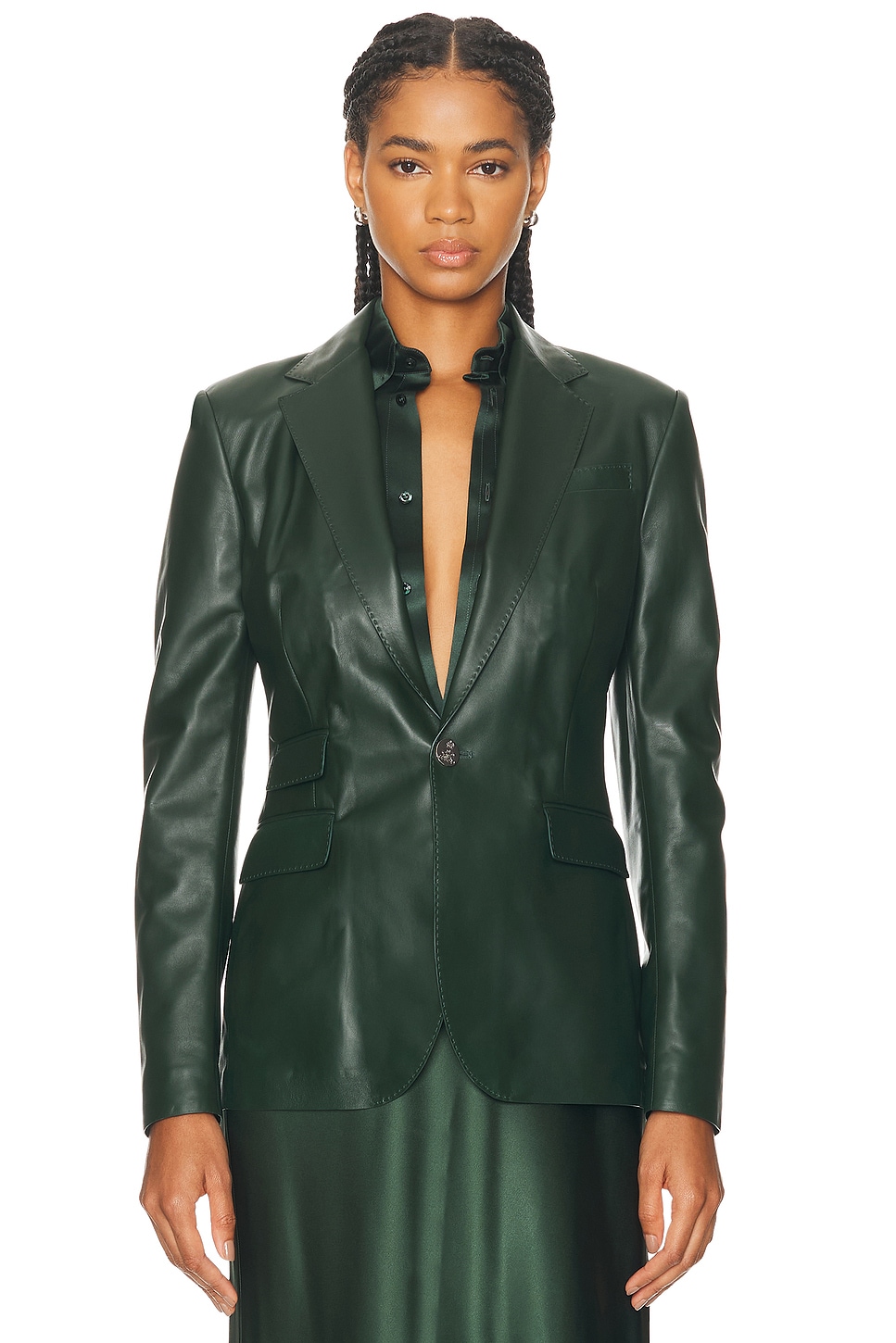 Image 1 of Ralph Lauren Collection Parker Lambskin Jacket in Dark Racing Green