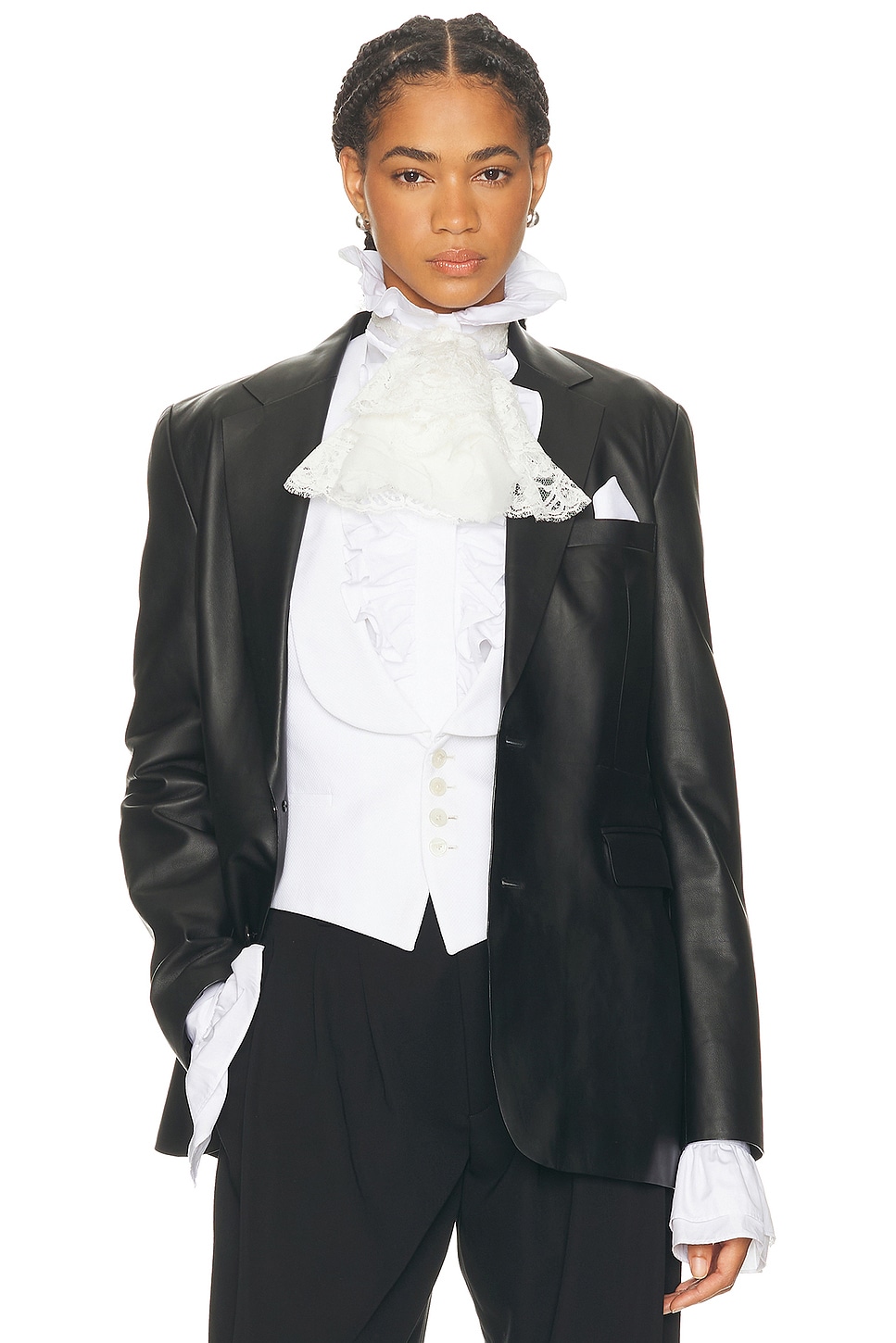 Image 1 of Ralph Lauren Collection Eli Leather Blazer in Black