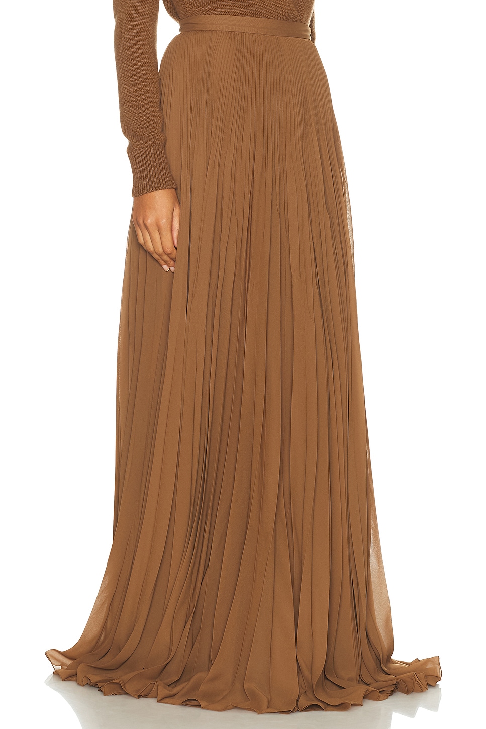 Ralph Lauren Marsha Pleated Chiffon Maxi Skirt In Brown
