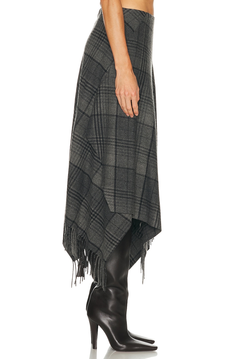Ralph Lauren Dark Grey Check Pattern Wrap Skirt In Black