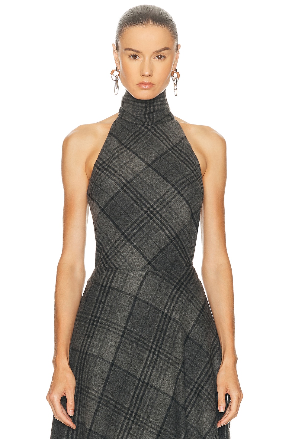 Image 1 of Ralph Lauren Collection Chilton Sleeveless Blouse in Grey & Black
