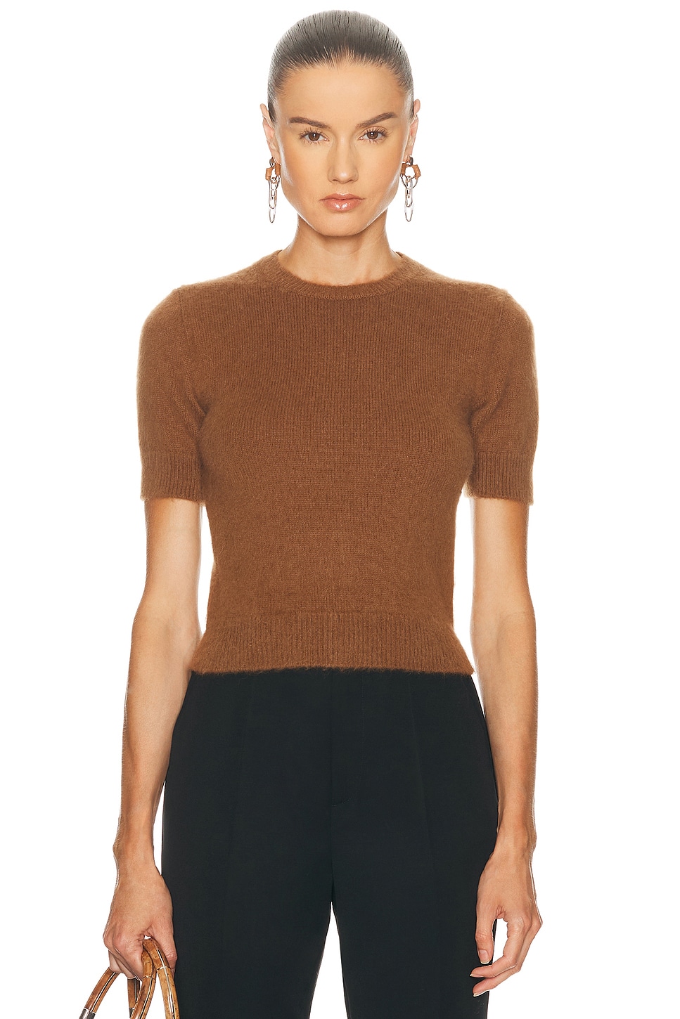 Image 1 of Ralph Lauren Collection Short Sleeve Top in Cognac