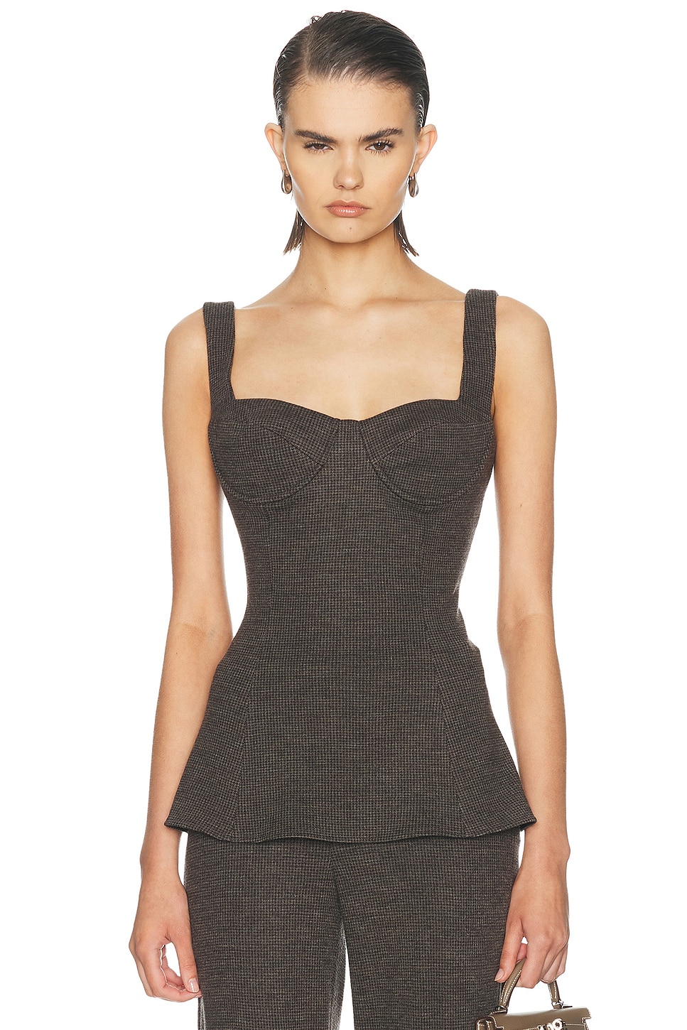 Ralph Lauren Collection Tick Weave Jersey Sleeveless Tank Top in Taupe