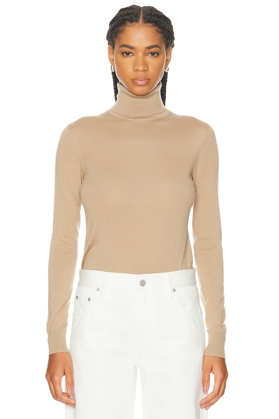 Image 1 of Ralph Lauren Collection Cashmere Turtleneck Sweater in Tan