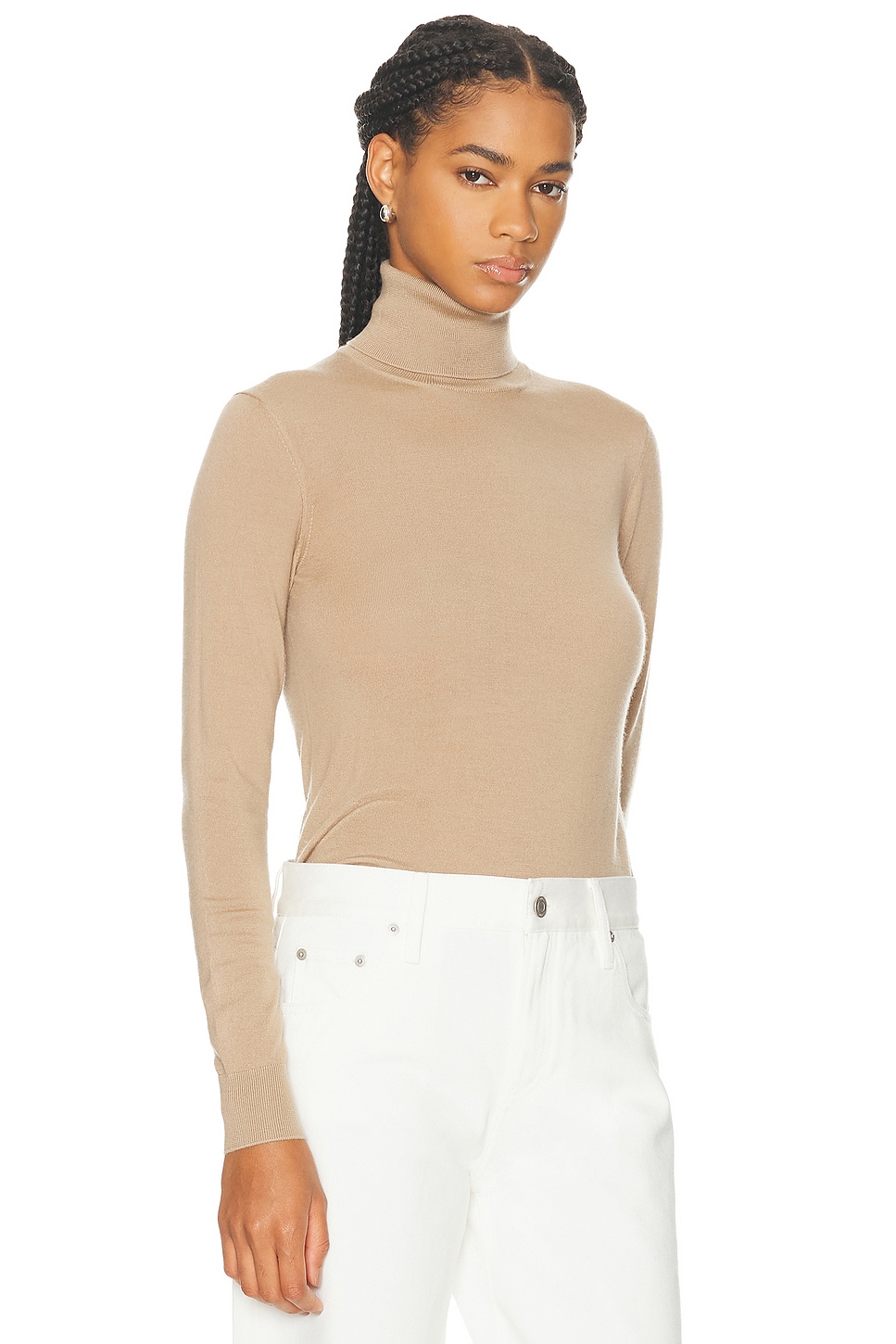 Ralph Lauren Womens Ribbed Long Sleeve Mock Turtleneck Sweater In Brown