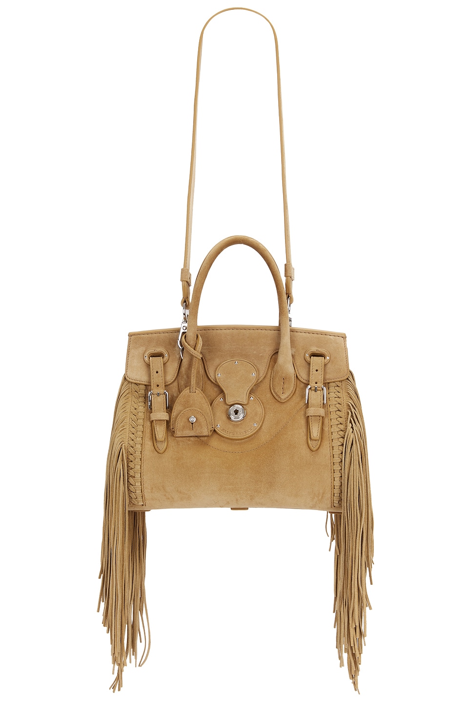 Ralph Lauren Collection Soft Ricky 27 Fringe-Trim Calf-Suede Bag