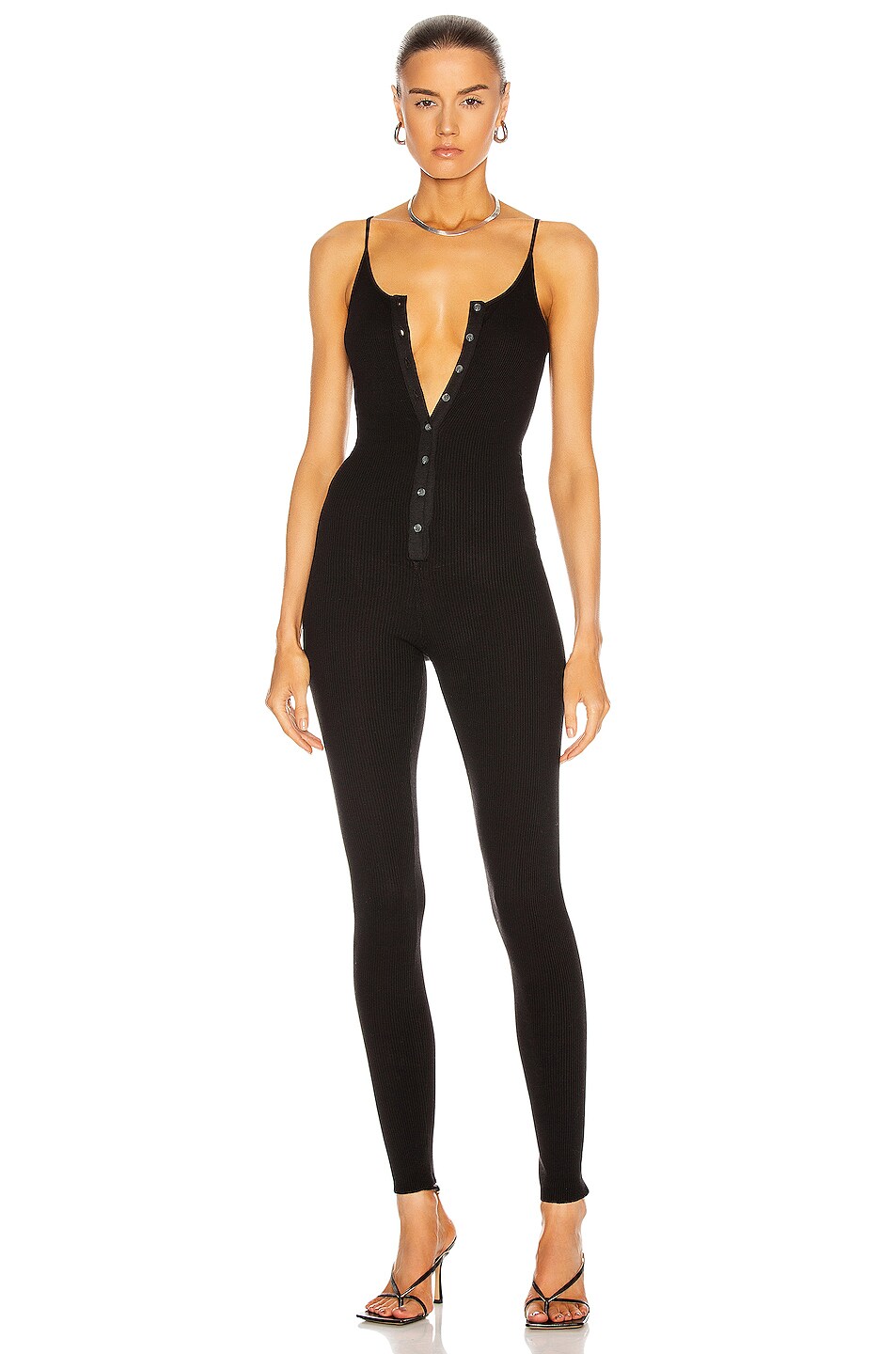 Image 1 of The Range Henley Tank Catsuit in Black