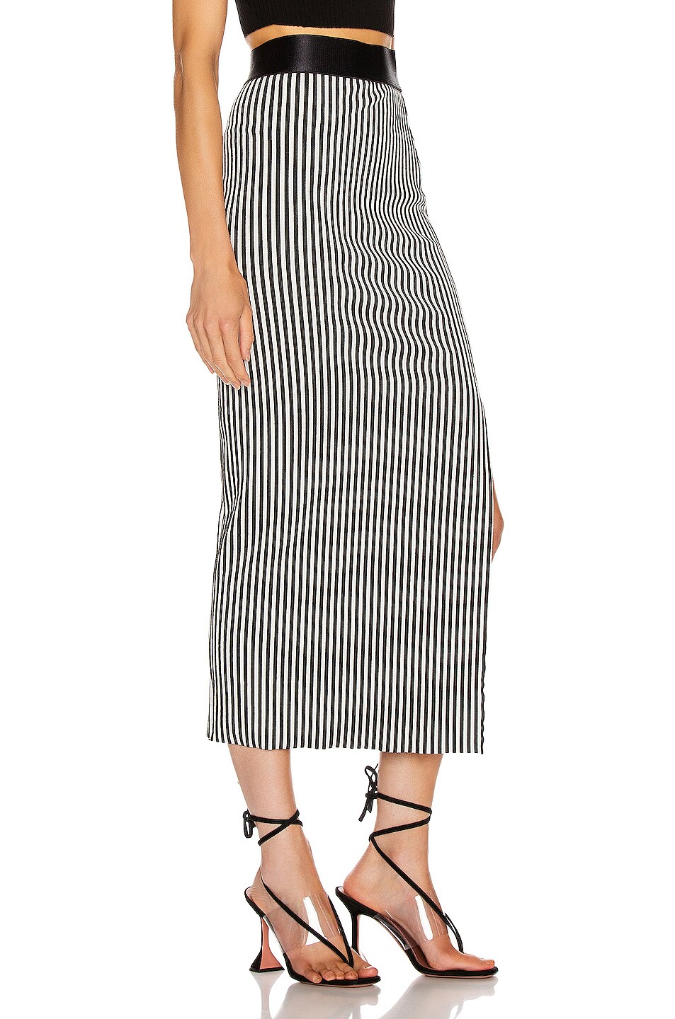 The Range Bound Striped Banded Skirt in White & Black | FWRD