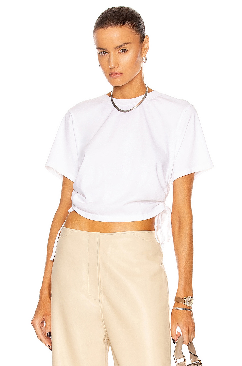Image 1 of The Range Substance Jersey Cinched Short Sleeve Top in White