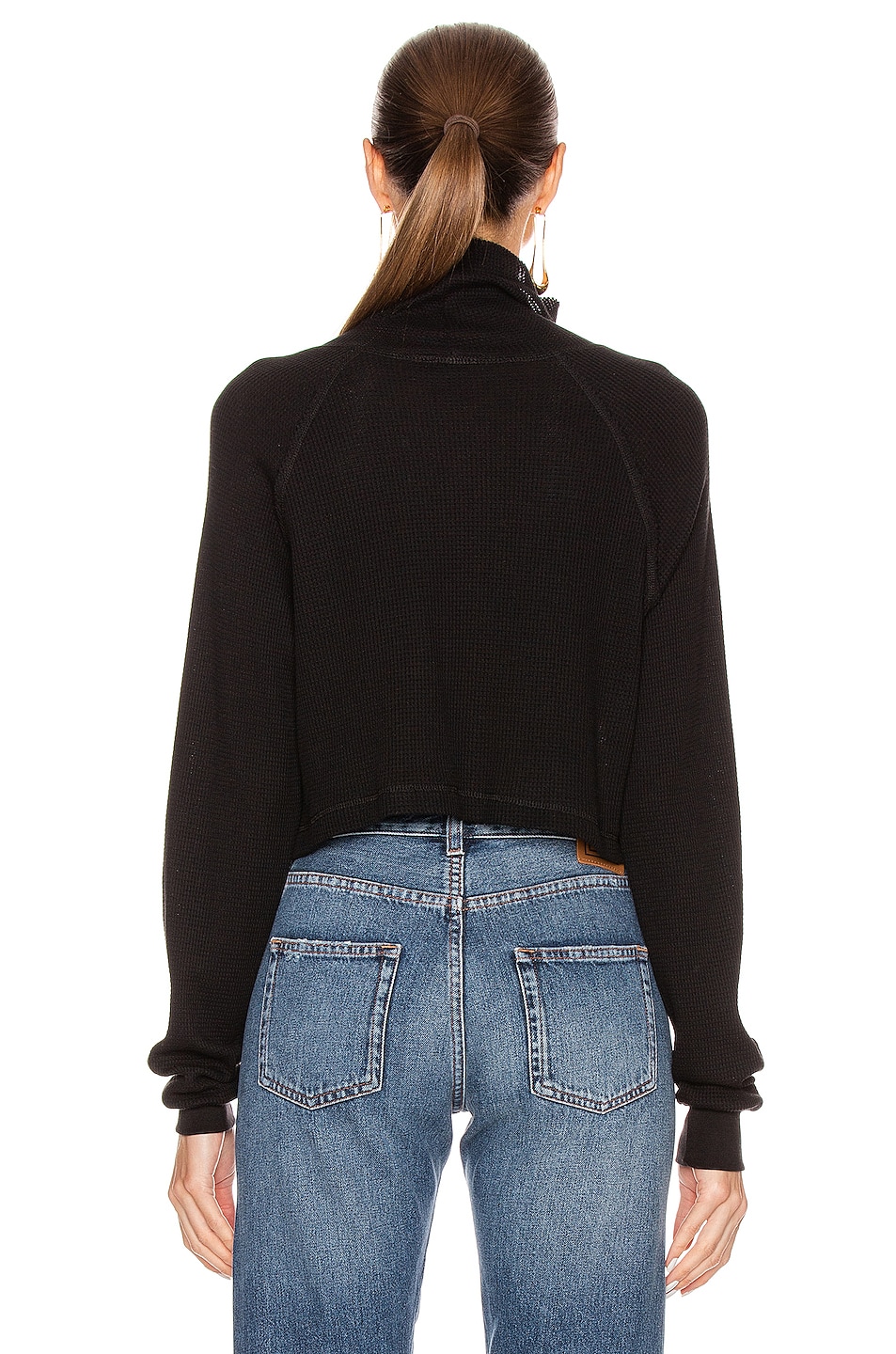 The Range Stark Waffle Knit Cropped Turtleneck in Jet Black | FWRD