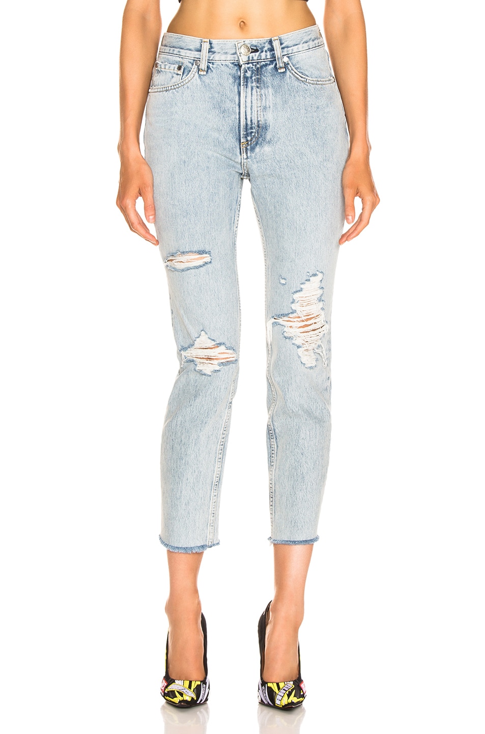 Image 1 of Rag & Bone High Rise Skinny in Madison with Holes