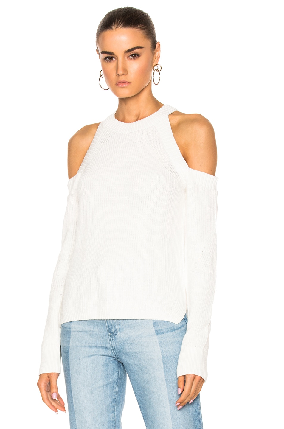 Image 1 of Rag & Bone Dana Cold Shoulder Sweater in Blanc