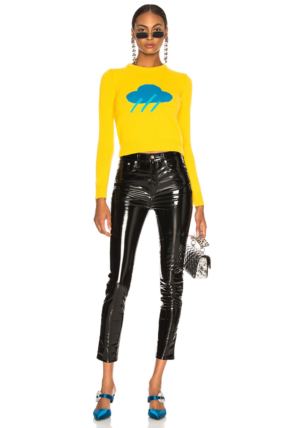 rag & bone/jean high rise skinny – black vinyl | fwrd