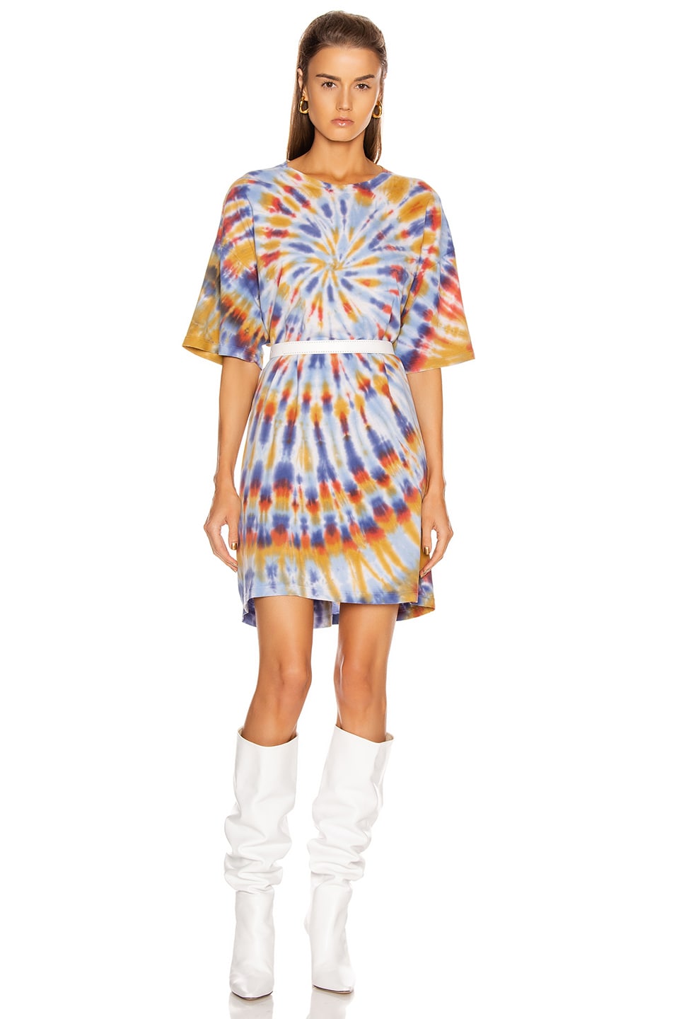 Image 1 of Raquel Allegra T Shirt Dress in Rainbow Tie Dye