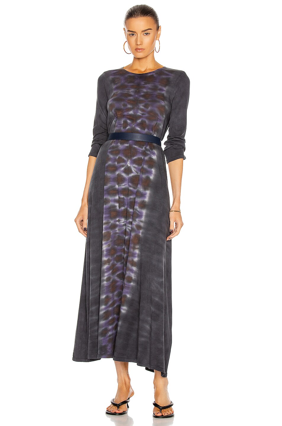 Image 1 of Raquel Allegra Half Sleeve Drama Tie Dye Maxi Dress in Night Orchid