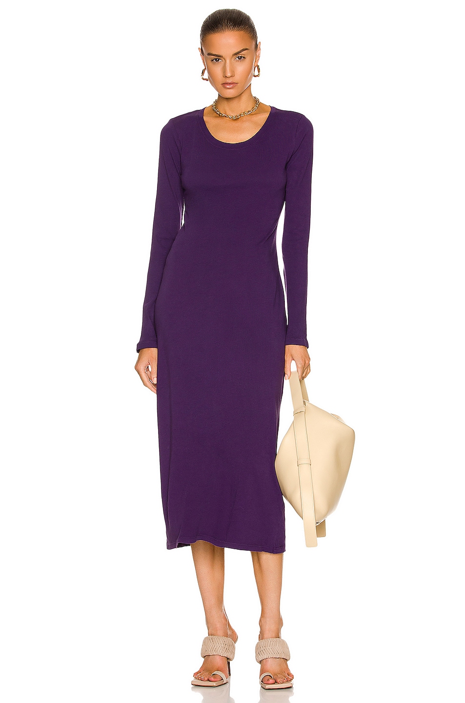 Image 1 of Raquel Allegra Fitted Long Sleeve Dress in Ultra Violet