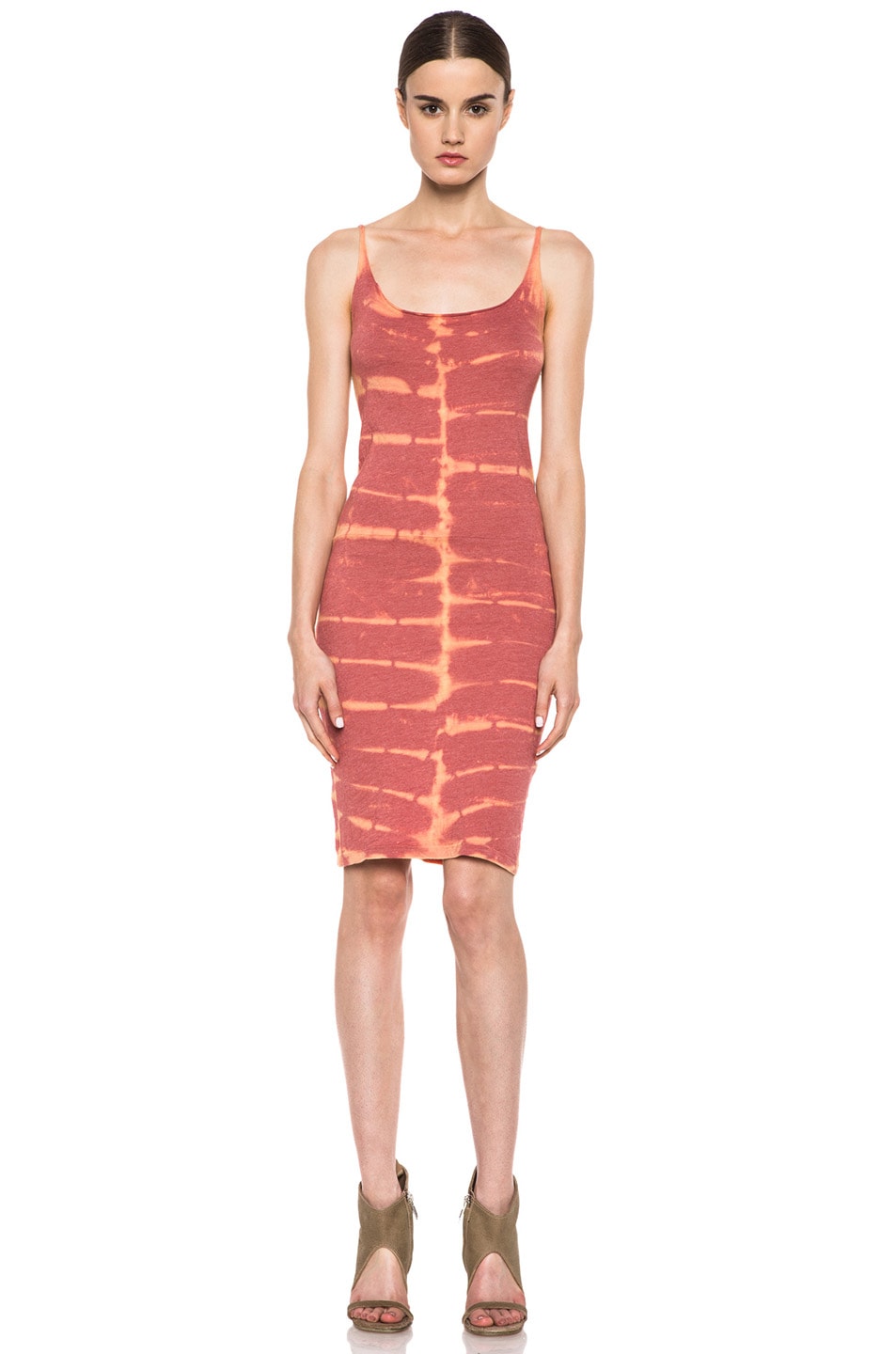 Image 1 of Raquel Allegra Short Layering Cotton-Blend Tank Dress in X-Ray Coral