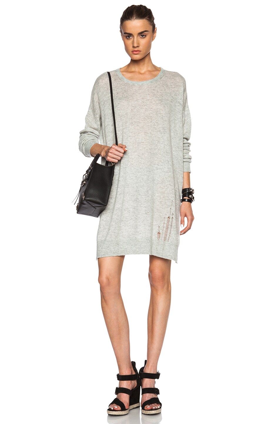 Image 1 of Raquel Allegra Oversized Pullover Dress in Grey Melange
