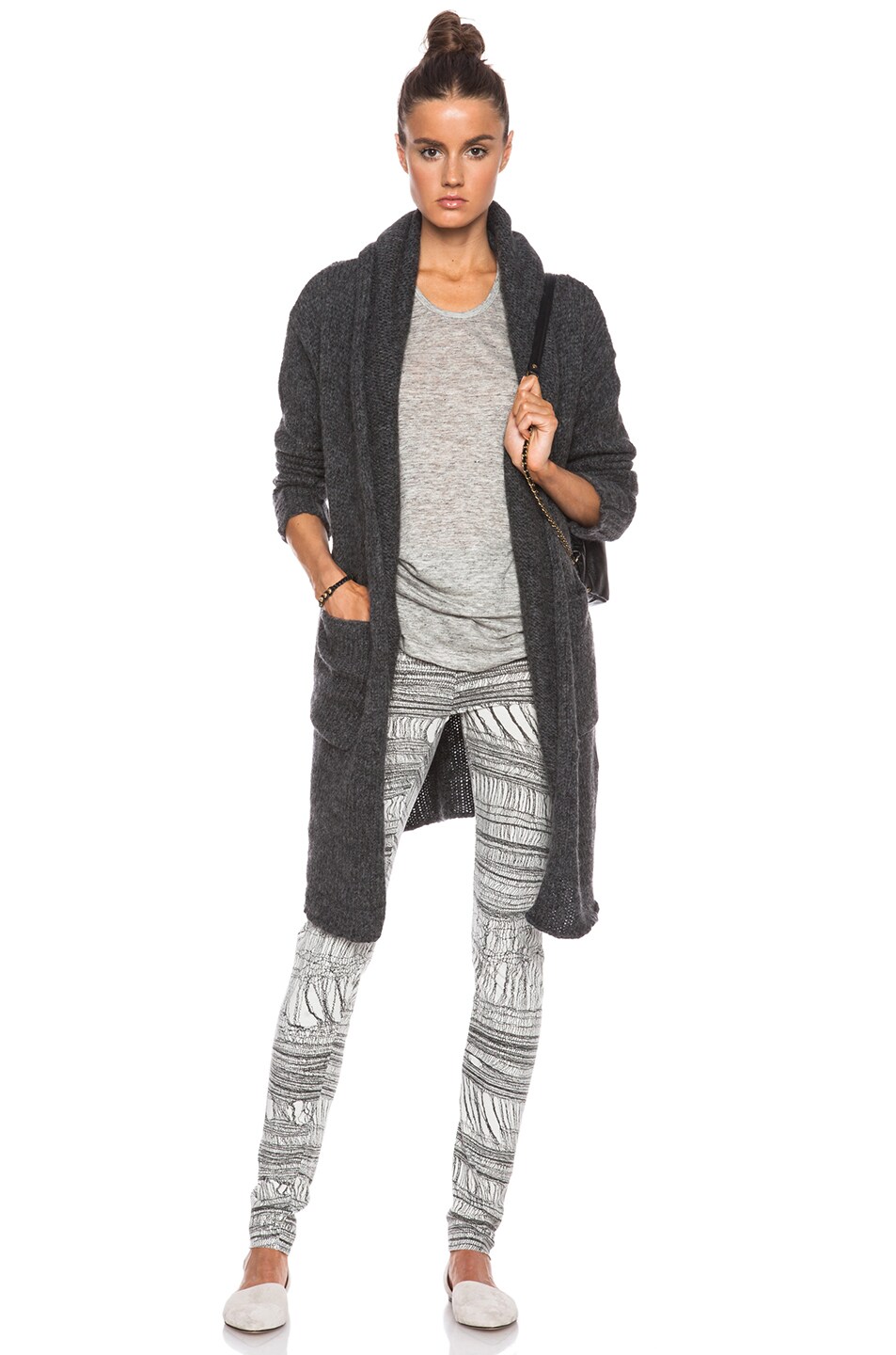 Image 1 of Raquel Allegra Deconstructed Hooded Sweater in Charcoal